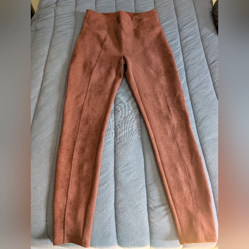 Merlot Red Suede Spanx Leggings